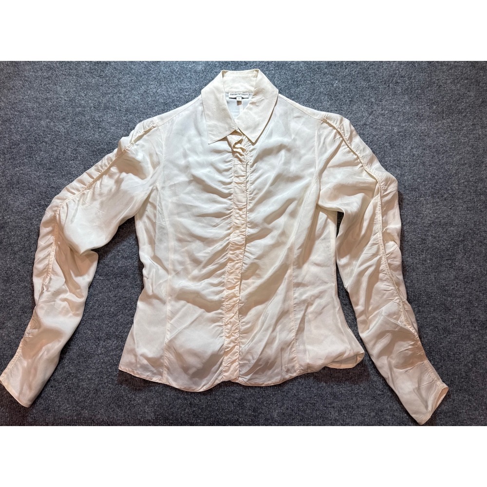 Emporio Armani Vintage 2003 100% Silk Blouse Women's 42 Made in Italy Ivory
